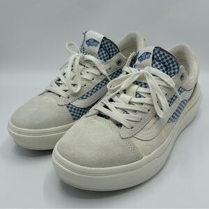 Vans Old School Overt ComfyCush, Cream Blue checker, Men’s size 10.0